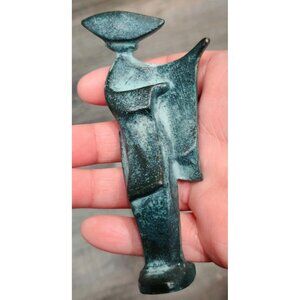 Vintage Japanese Rustic Bronze Geisha Girl Statue Sculpture Figurine 4.25x1.75"